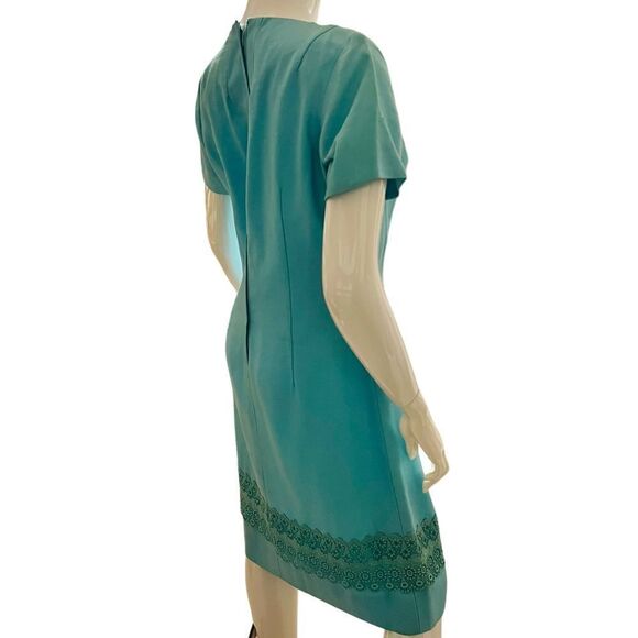 Vintage Turquoise Sheath Midi Dress  size 10 - Picture 5 of 9